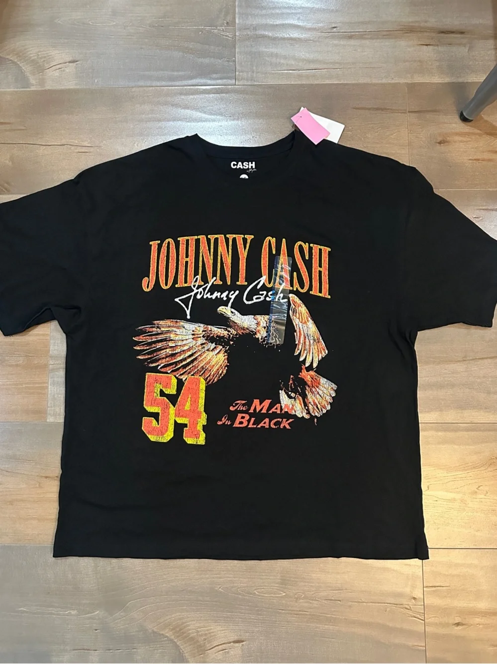 Johnny Cash Black Graphic Tee with Orange & Yellow Print - Picture 3 of 10
